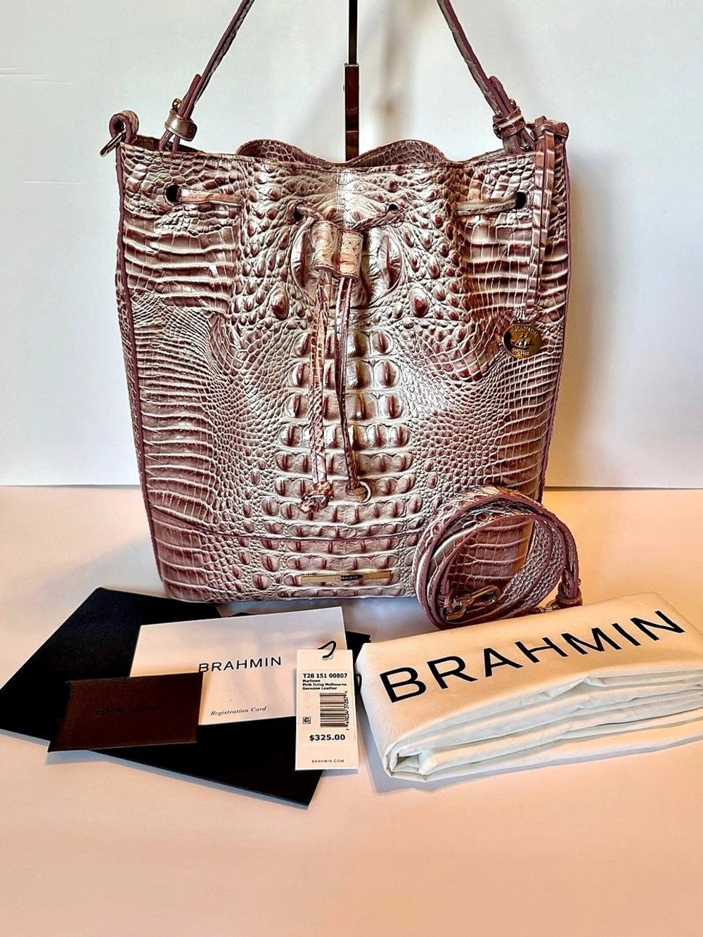 Brahmin Marlowe in Pink Icing Melbourne Shoulder Bag Pink & Brown